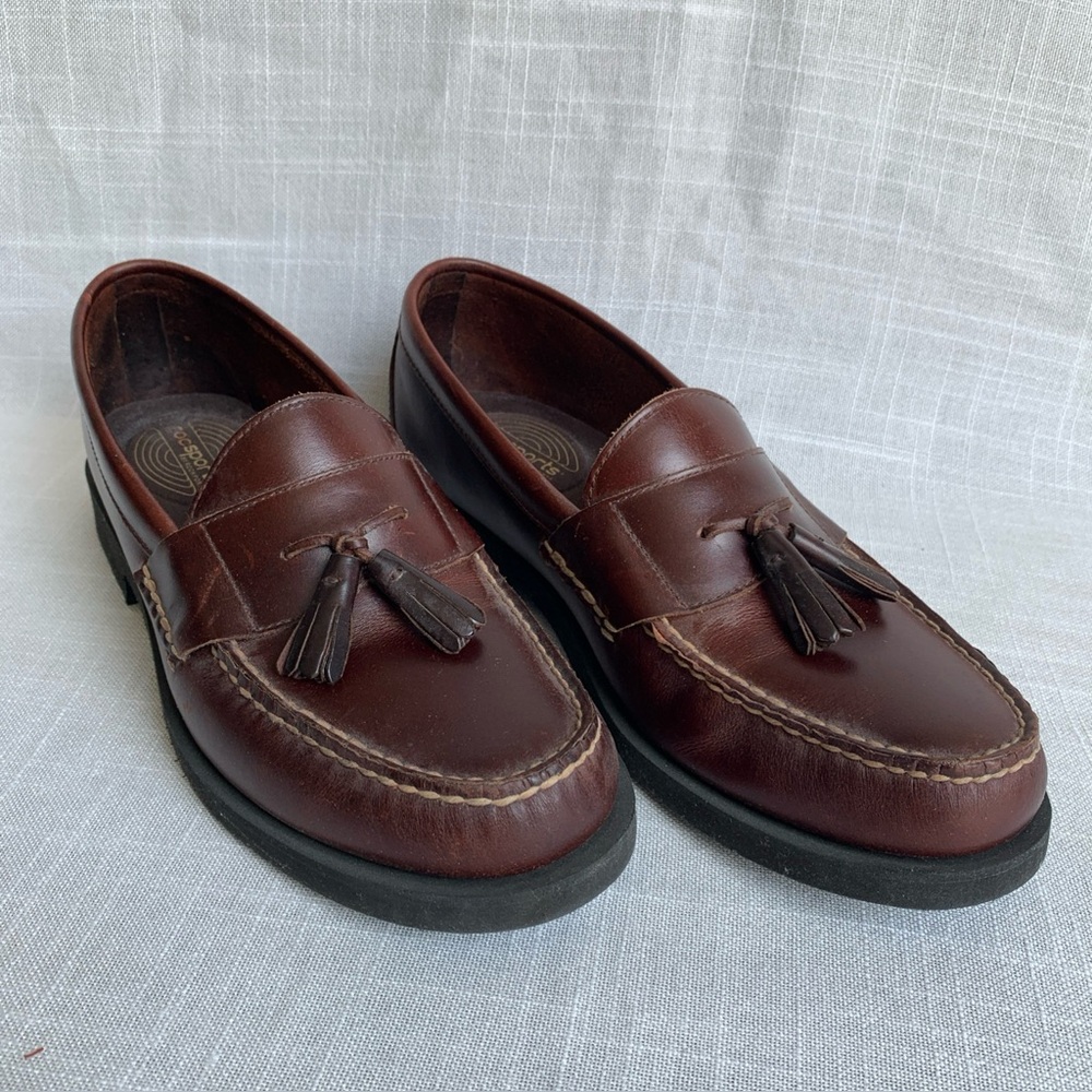 Mens Rockport Tassel Dress Shoes 10.5 W Slip-On Loafers Burgundy Leather